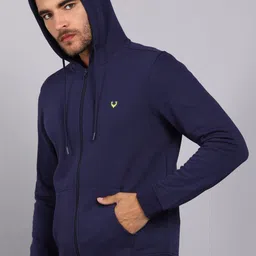 allen solly Men Full Sleeve Solid Hooded Sweatshirt image 3