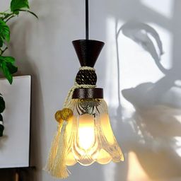 prop it up Vintage American flower glass metal ceiling hanging pendant light without bulb Pendants Ceiling Lamp-picture-31