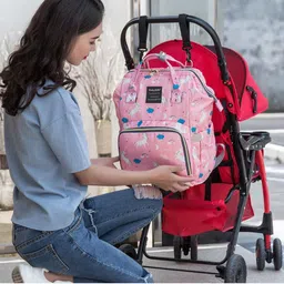 house of quirk Diaper Backpack for Waterproof Nappy Bag Rucksack Maternity Backpack Bag_Pink Unicorn Diaper Bag image 4
