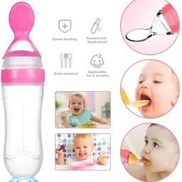 themomscare Combo Pack of 6 Spoon Bottle 90ML,Steel Bottle 240ML,Baby Finger Brush,Baby bibs Teether and Feeder image 2