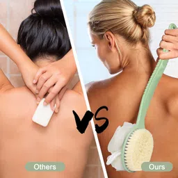 masox store 2-in-1 Bath Sponge Dourable Side Back Scrubber Brush Loofah With Handle L-76 image 5