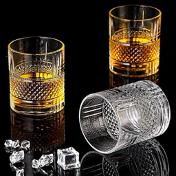 convoke Crystal Whiskey Glasses , Bar Glass for Drinking Bourbon(pack of 4, 350ml) Glass Set Whisky Glass image 2