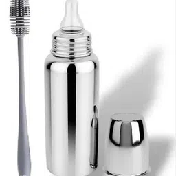 navghar Stainless Steel Baby Milk Feeding Bottle250ML & Bottle brush-picture-12