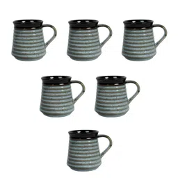 Unravel India Set of 6 Off-White & Brown Ceramic Coffee Mugs image 2