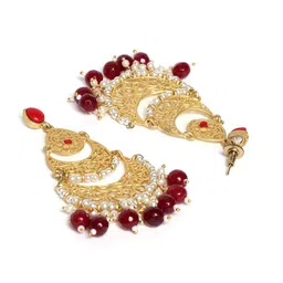 PANASH Women Gold-Toned Crescent Shaped Chandbalis Earrings image 3