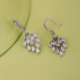 Carlton London Women Rhodium-Plated CZ-Studded Drop Earrings-picture-24