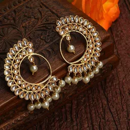 SOHI Gold-Toned Kundan Earrings image 1