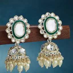 ATIBELLE Gold Plated Kundan Jumkas-picture-15