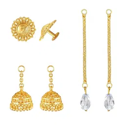 Vighnaharta Gold-Plated Contemporary Studs With Removable Jhumka and Chain Drop Earring-picture-24