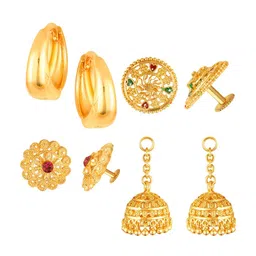 Vighnaharta Set Of 4 Gold-Plated Cubic Zirconia-Studded Earrings-picture-16