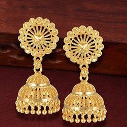 Vighnaharta Gold Plated Dome Shaped Jhumkas-picture-18