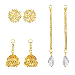 Vighnaharta 3 IN 1 Gold-Plated Stud Earrings With Jhumkha & Chain Drop-picture-37