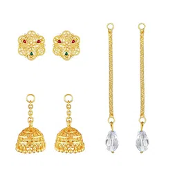 Vighnaharta Set Of 3 Gold-Plated Drop Earrings-picture-11