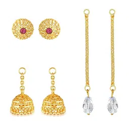 Vighnaharta 3 IN 1 Gold-Plated Stud Earrings With Removable Jhumki & Chain Drop-picture-13
