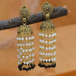 Crunchy Fashion Black Contemporary Jhumkas Earrings-picture-14