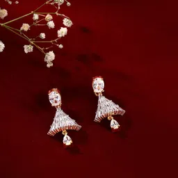 Priyaasi Gold-Plated AD Stone Studded Contemporary Jhumkas image 1