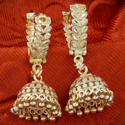 MEENAZ Gold-Plated Dome Shaped Jhumkas Earrings-picture-41