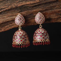 Saraf RS Jewellery Gold-Plated Dome Shaped Jhumkas-picture-21