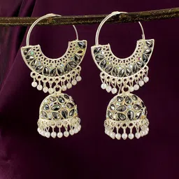 PRIVIU Artificial Stones and Beads Dome Shaped Jhumkas-picture-38