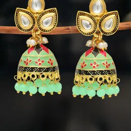 OOMPH Kundan-Studded Dome-Shaped Jhumkas-picture-21
