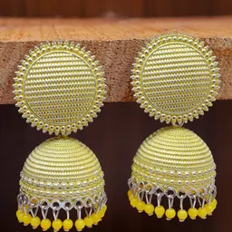 Crunchy Fashion Gold-Plated Dome Shaped Jhumkas Earrings image 1