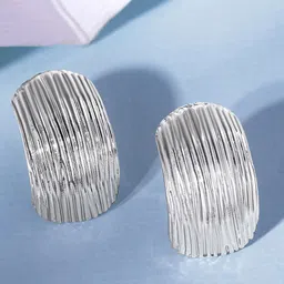Rubans Voguish Rhodium Plated Studs Earrings image 2