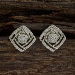 Kushal's Fashion Jewellery Rhodium-Plated Copper Cubic Zirconia Classic Studs Earrings image 1