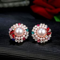 Yellow Chimes Multicoloured Circular Studs Earrings-picture-34