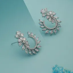 Saraf RS Jewellery Silver-Plated Geometric Studs Earrings image 1