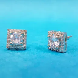 OOMPH Silver-Toned Square Studs Earrings-picture-32