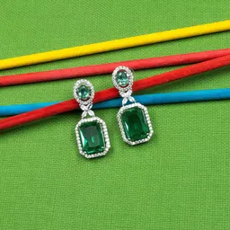 StileAdda Silver-Plated Geometric Drop Earrings-picture-23