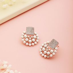 Saraf RS Jewellery Silver-Plated Contemporary Studs Earrings-picture-2