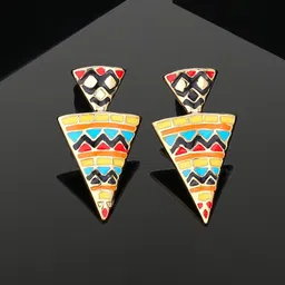 Estele Gold-Plated Triangular Studs Earrings-picture-31