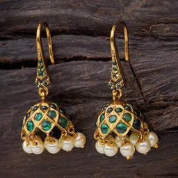 Kushal's Fashion Jewellery Gold-Plated Dome Shaped Jhumkas image 1