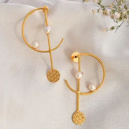 Silvermerc Designs Gold Plated Contemparory Shaped Studs Earrings-image-98