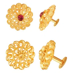 Vighnaharta Set Of 2 Gold Plated Floral Studs-image-48