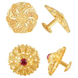 Vighnaharta Set Of 2 Gold-Plated Cubic Zirconia-Studded Brass Floral Studs Earrings-picture-27