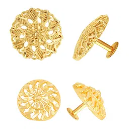 Vighnaharta Set Of 2 Gold-Plated Floral Studs Earrings-picture-35