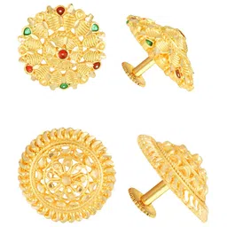 Vighnaharta Set Of 2 Gold-Plated Floral Studs Earrings-picture-38