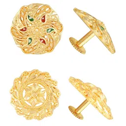 Vighnaharta Set Of 2 Gold Plated Floral Studs-picture-21