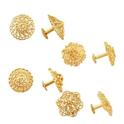 Vighnaharta Set of 4 Gold-Plated Floral Shaped Studs Earrings-picture-29