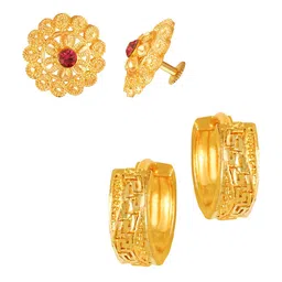 Vighnaharta Set of 2 Brass Cubic Zirconia Contemporary-Shaped Earrings-picture-20