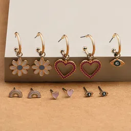 Accessorize Set of 6 Gold-Toned Studs Earrings image 1