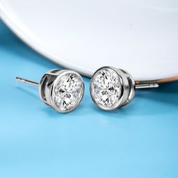 Peora  Silver-Plated Brass Cubic Zirconia Contemporary Studs Earrings-picture-8