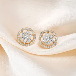 Peora Gold-Plated Cubic Zirconia Contemporary Stud Earrings-picture-12