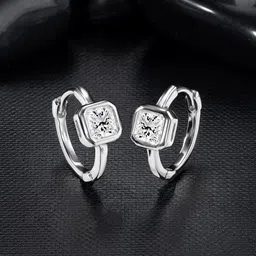 Peora Silver Plated Cubic Zirconia Circular Hoop Earrings-picture-30