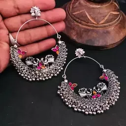 Samridhi DC Silver-Plated Contemporary Chandbalis Earrings-picture-34