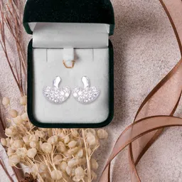 Abhooshan 925 Sterling Silver Cubic Zircon Heart-Shaped Contemporary Studs Earrings-picture-31