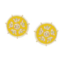 ASMITTA JEWELLERY Gold Plated Yellow Contemporary Studs Earrings-image-92