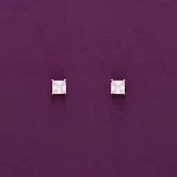 KAI JEWEL Rose Gold-Plated 925 Sterling Silver CZ Stone Studded Square Studs Earrings image 1